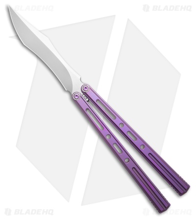 Poikilo Blade PM3 Balisong Butterfly Knife Purple Titanium (4.5
