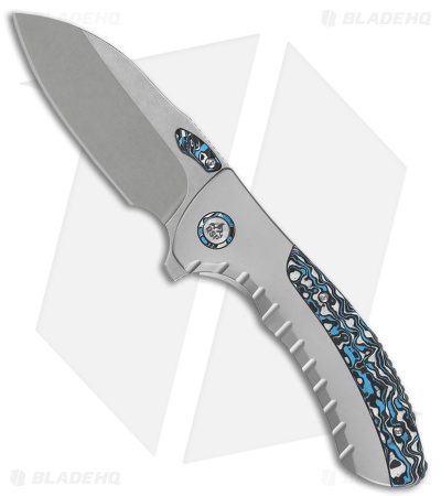 QSP Capybara Frame Lock Knife Titanium + Black/Blue/White CF (3" Stonewash)