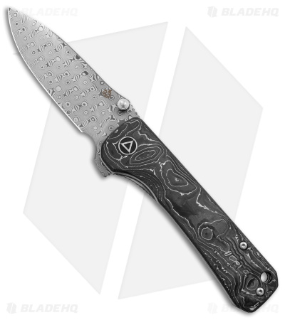 QSP Hawk Liner Lock Knife Aluminum Foil Carbon Fiber (3.25" Damascus)