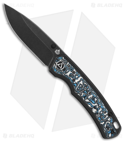 QSP Knife Puffin Frame Lock Knife Black Titanium/Marbled CF (3.12" Black SW)