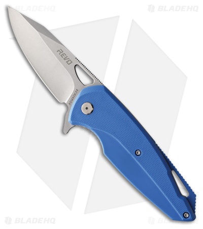 REVO Vipera XL Spring Assisted Liner Lock Knife Blue G-10 (3" Stonewash)