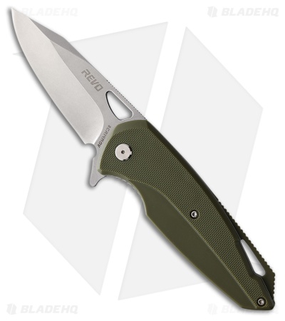 REVO Vipera XL Spring Assisted Liner Lock Knife OD Green G-10 (3" Stonewash)