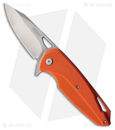 REVO Vipera XL Spring Assisted Liner Lock Knife Orange G-10 (3" Stonewash)