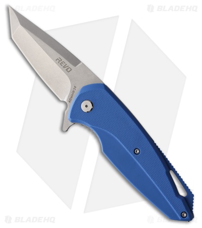 REVO Vipera XL Tanto Spring Assisted Liner Lock Knife Blue G-10 (3" Stonewash)