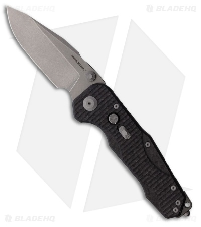 Real Steel Evolution Push-Button Frame Lock Knife Ti/Shred CF (3.8" Stonewash)