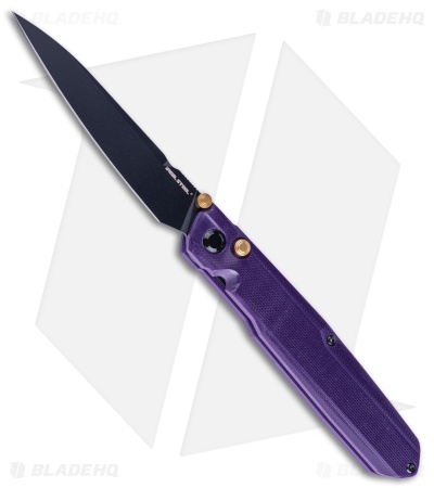 Real Steel G5 Metamorph Button Lock Knife Purple G-10 (3.62" Black)