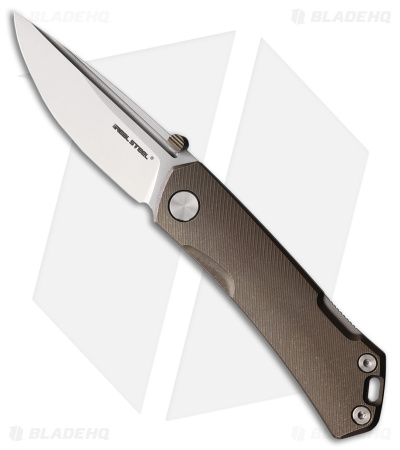 Real Steel Luna Maius Lock Back Knife Tan Bronze Titanium (3