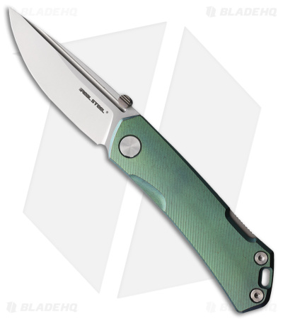 Real Steel Luna Maius Lock Back Knife Spring Green Titanium (3" Satin)