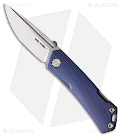 Real Steel Luna Maius Lock Back Knife Slate Blue Titanium (3" Satin)