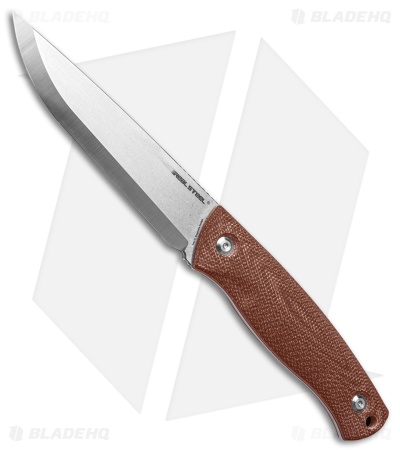 Real Steel Pathfinder Fixed Blade Knife Brown Micarta (4.57" Satin+Stonewash)