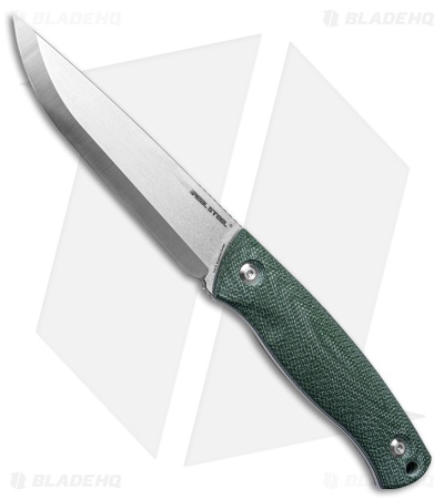 Real Steel Pathfinder Fixed Blade Knife Green Micarta (4.57" Satin+Stonewash)