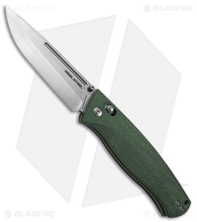 Real Steel Pathfinder Crossbar Lock Knife Green Micarta (3.8" Satin)