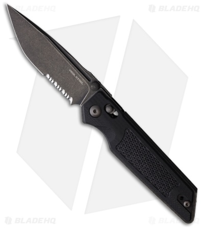 Real Steel Sacra TAC Slide Lock Knife Black G-10 (3.31" Black Stonewash Serr)