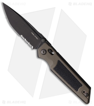 Real Steel Sacra TAC Slide Lock Knife Coyote G-10 (3.31" Black Stonewash Serr)