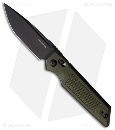 Real Steel Sacra TAC Slide Lock Knife OD Green G-10 (3.31" Black)