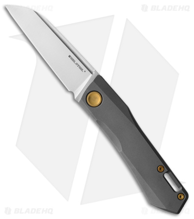 Real Steel Solis Titan EDC Slip Joint Knife Titanium/Gold Hardware (2.91" Satin)