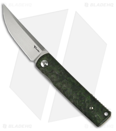 Reate Bushido Liner Lock Knife Titanium + Dark Matter Green FC (2.8" Satin)