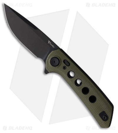 Reate PL-XF Pivot Lock Knife Green Micarta (3.4" Black PVD Nitro-V)