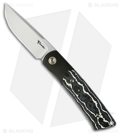 Reate Tribute Liner Lock Knife Titanium + White Storm FatCarbon (2.8" Satin)