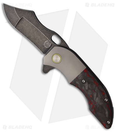 Red Horse Knife Works War Pig Frame Lock Knife Ti + Red/Black CF (3