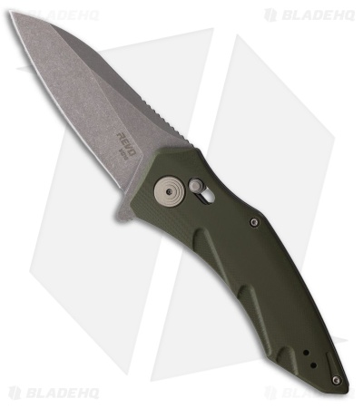 REVO Storm Crossbar Lock Knife OD Green G-10 (3.2" Stonewash)