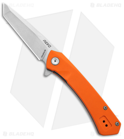 Revo Warden 2 Tanto Liner Lock Flipper Knife Orange G-10 (3.25" Stonewash)