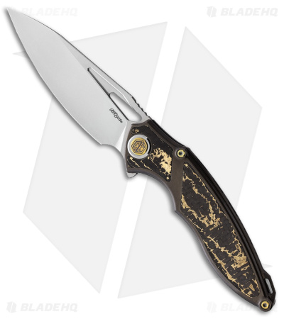 Rike Knife 1902 Frame Lock Knife Gold Carbon Fiber/Ti (7.1