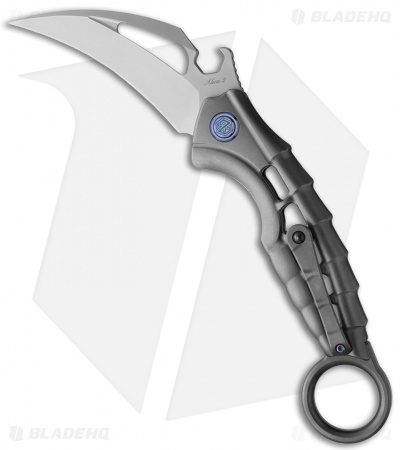 Rike Knife Alien 2 Liner Lock Karambit Knife Gray Titanium (3.14