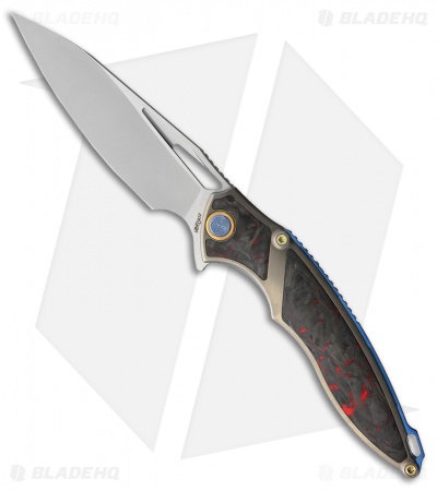 Rike Knife Frame Lock Knife Red Carbon Fiber (3.9