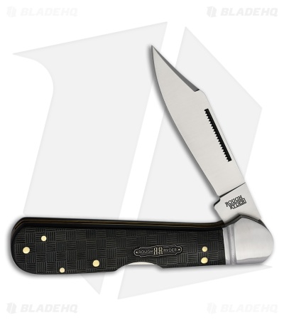 Rough Ryder Bearhead Copperhead Knife 4" Black Basketweave Pakkawood RR2564