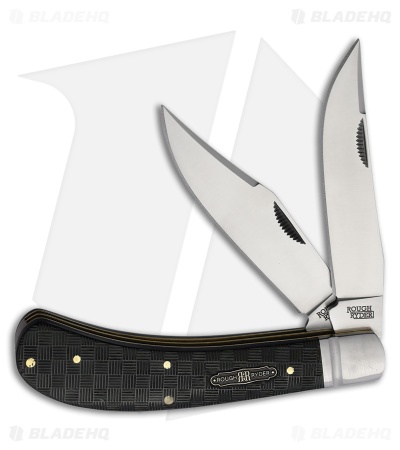 Rough Ryder Saddlehorn Bearhead Knife 3.75" Black Basketweave Pakkawood RR2572
