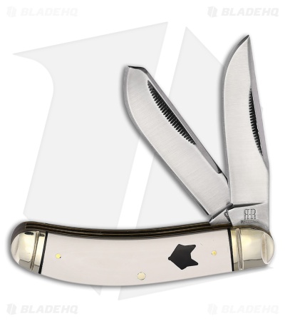 Rough Ryder Sowbelly Trapper Knife 3.75" White Smooth Micarta RR2310