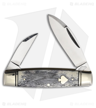 Rough Ryder 2 Blade Senator White and Grey Apaloosa Bone (2.75" Satin)