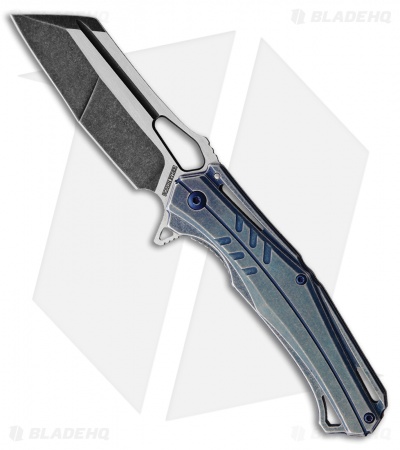 Rough Ryder Frame Lock Knife Blue Stonewash Steel (3.6" Black SW)