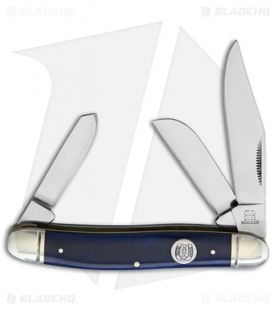 Rough Rider Stockman Knife 3.5" Blue Smooth Bone RR1954