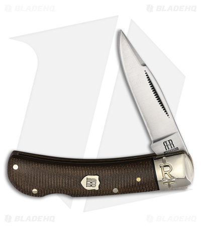 Rough Ryder Lockback Knife 3.1" Brown Burlap Micarta RR2337