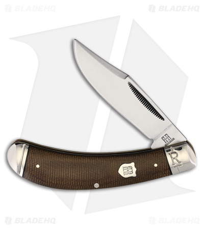 Rough Ryder Bow Trapper Knife 4.12" Brown Burlap Micarta RR2375