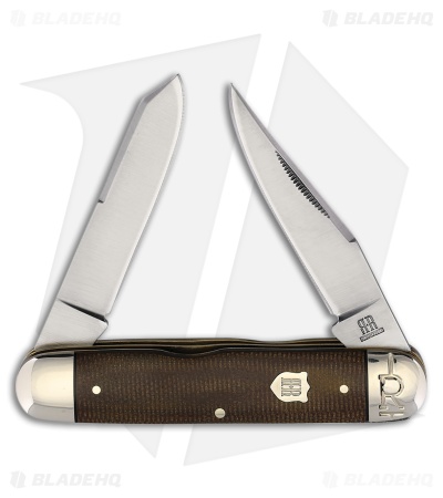 Rough Ryder Moose Knife 4.25" Brown Burlap Micarta RR2338