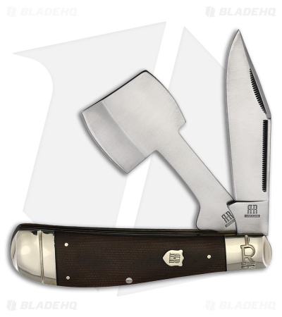 Rough Ryder Pocket Chopper Knife 5" Brown Burlap Micarta RR2339