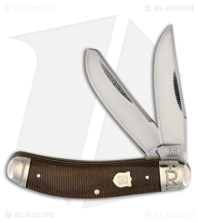 Rough Ryder Sowbelly Trapper Knife 4.12" Brown Burlap Micarta RR2332