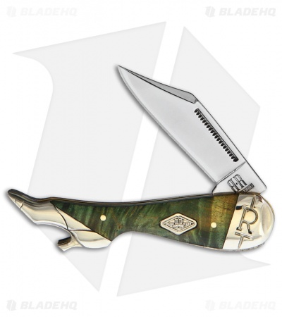 Rough Ryder Lady Leg Knife 3.25" Green Burlwood RR1968