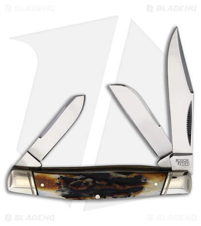 Rough Rider Stockman Knife 3.5" Brown Bone Stag RR2421