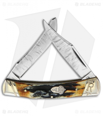 Rough Ryder Small Moose Knife 3.5" Cinnamon Bone Stag RR2157