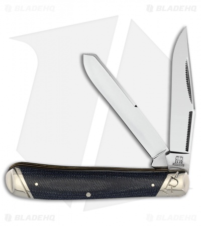Rough Ryder Trapper Knife 4.12" Blue Denim Micarta RR2182