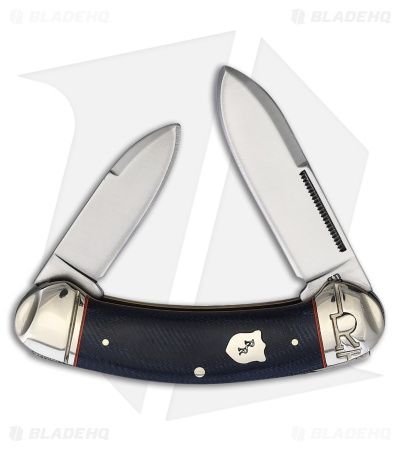 Rough Ryder Bow Canoe Knife 3.63" Blue Denim Micarta RR2374