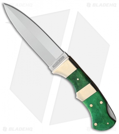 Rough Ryder Push Dagger Dagger Lockback Knife Green Smooth Bone (3" Mirror)