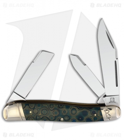 Rough Ryder Stockman Knife 3.5" Blue Celestial Turqoise Swirl RR2067
