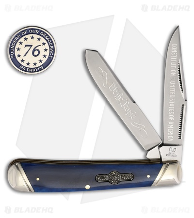 Rough Ryder Trapper Knife 4.12" Blue Smooth Bone RR2509