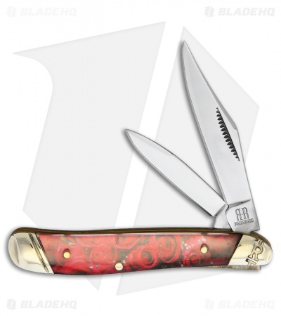 Rough Ryder Peanut Knife 2.75" Red Roses Pattern RR2090