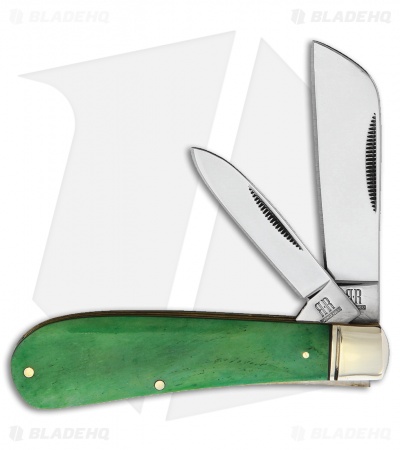 Rough Ryder Working Man Half Hawk Knife 4" Green Smooth Bone RR1955